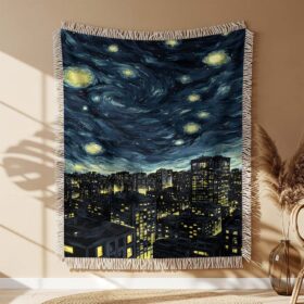 Couverture tissée Une ville moderne paisible la nuit