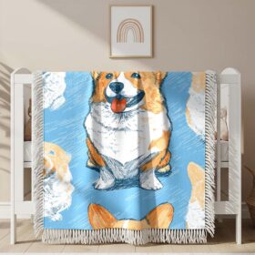 Couverture tissée Motif continu de chien Corgi