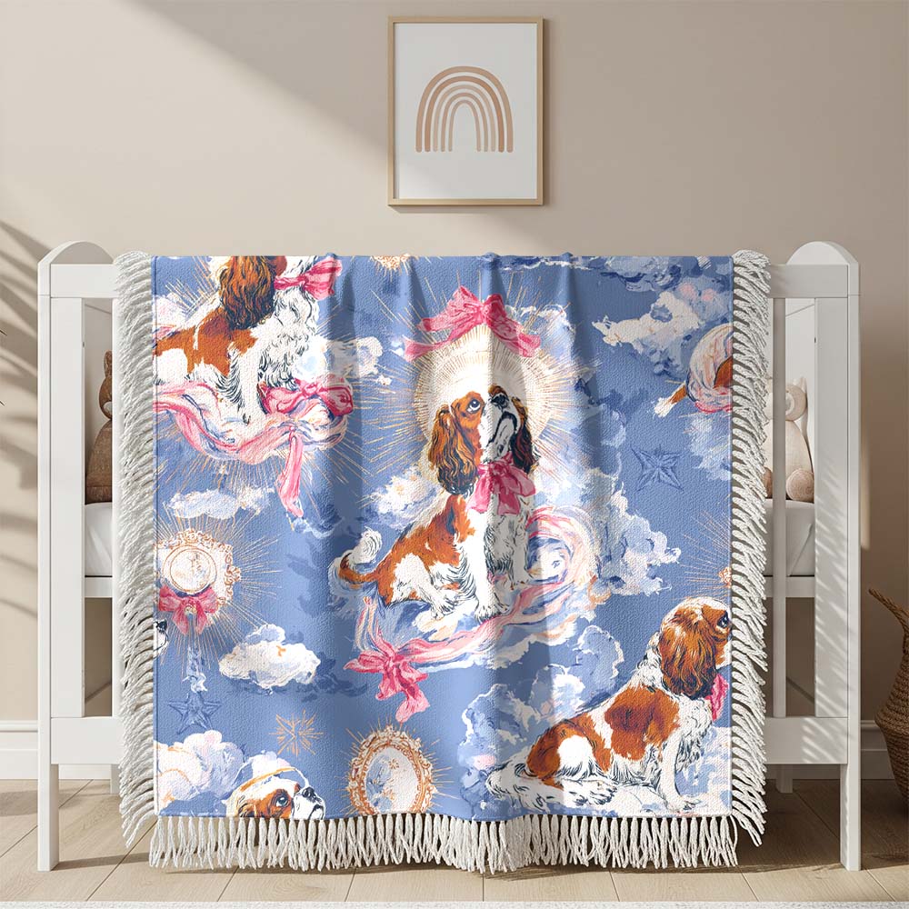 Couverture tissée Épagneuls Cavalier King Charles tissés dans un style kitsch