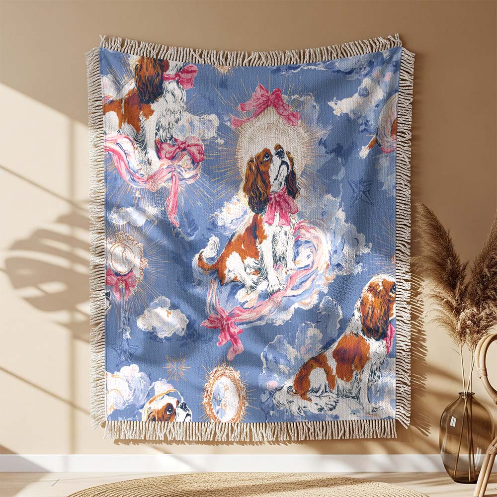 Couverture tissée Épagneuls Cavalier King Charles tissés dans un style kitsch – Image 2