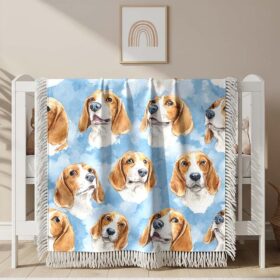 Couverture tissée Mignon Chien Beagle motif continu