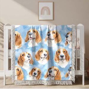 Couverture tissée Mignon Chien Beagle motif continu