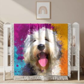 Couverture tissée Mignon Chien Blanc