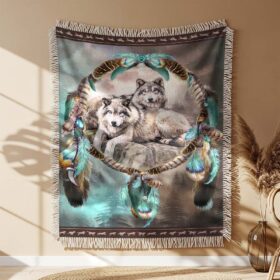 Couverture tissée Loups Attrape-rêves