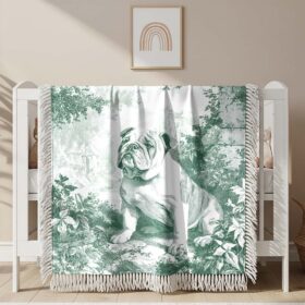 Couverture tissée Dessin de bouledogue anglais au centre