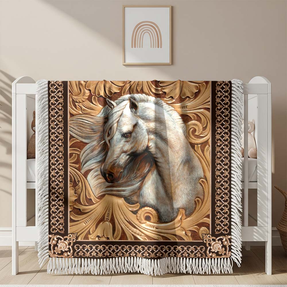 Couverture tissée Art en Bois de Cheval