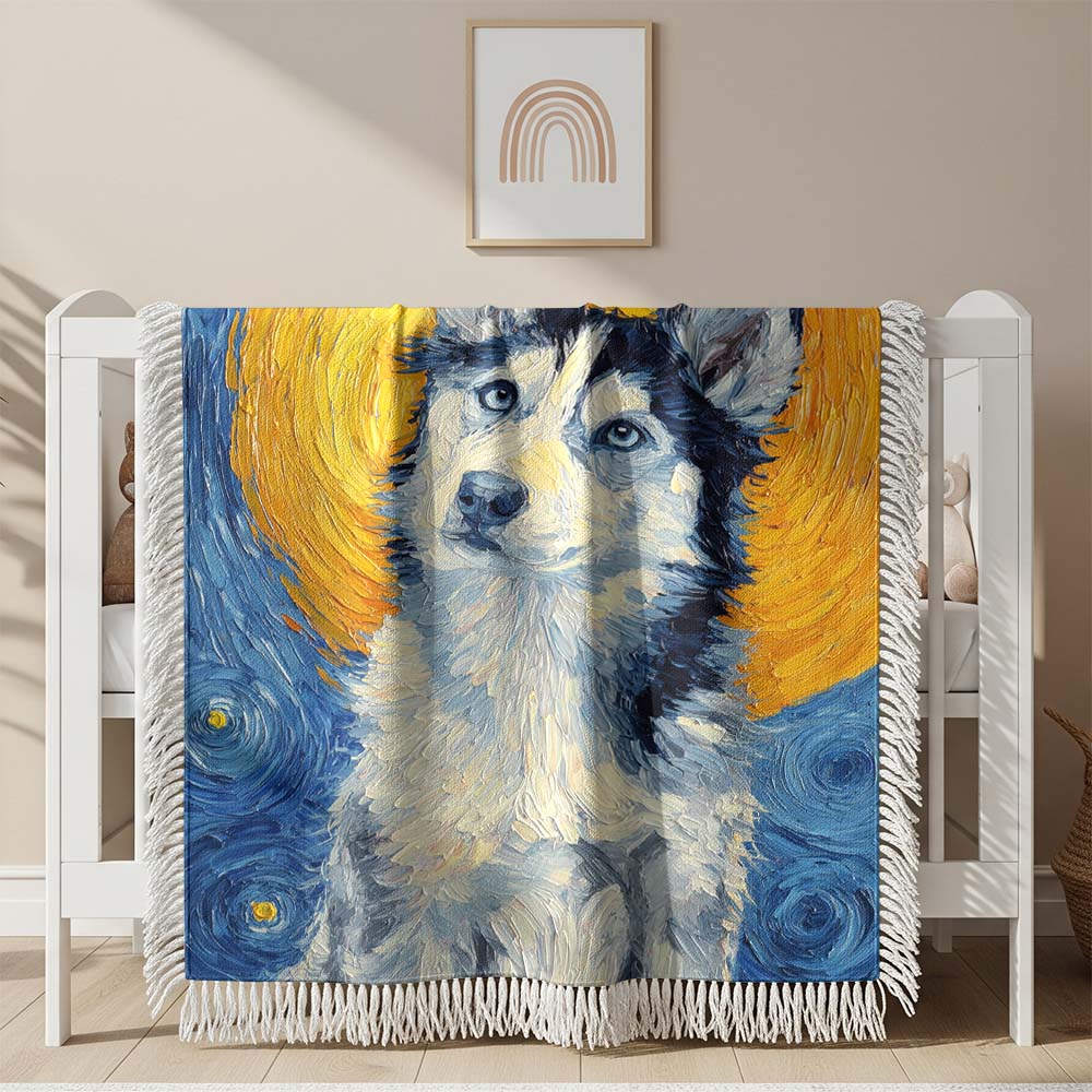 Couverture tissée Chien Husky – Image 2