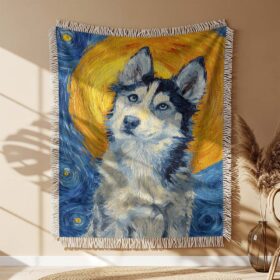 Couverture tissée Chien Husky