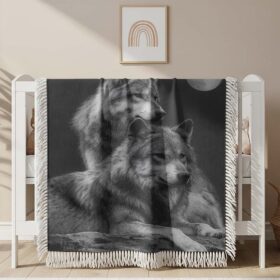 Couverture tissée Les deux loups d&rsquo;Odin