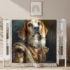 Couverture tissée Peinture à l'huile d'un chien beagle portant des vêtements de roi