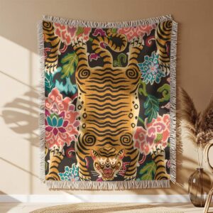 Couverture tissée Tigre Psychédélique 2