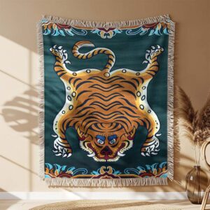 Couverture tissée Tigre Psychédélique