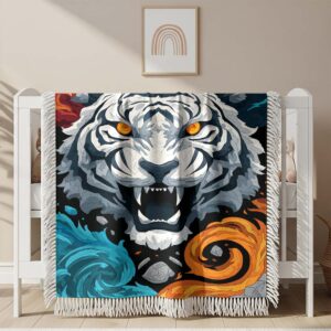 Couverture tissée Tigre Blanc