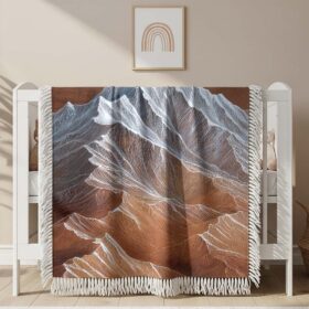 Couverture tissée Art du sommet de montagne blanc