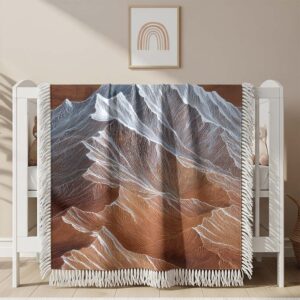 Couverture tissée Art du sommet de montagne blanc