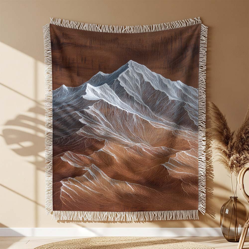 Couverture tissée Art du sommet de montagne blanc – Image 2